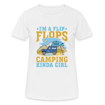 Je suis une Flip Flops et Camping Kinda Girl 3 - T-shirt respirant Femme - blanc - Devant - AI Model Female 172 dark (172cm)