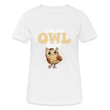 Vivre cette vie hibou Oiseau nocturne - T-shirt respirant Femme - blanc - Devant - AI Model Female 172 dark (172cm)