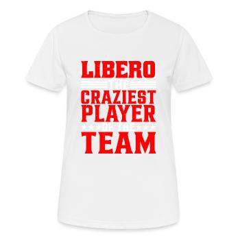 Libero, le joueur le plus fou de l’équipe - T-shirt respirant Femme - blanc - Devant - AI Model Female 172 dark (172cm)