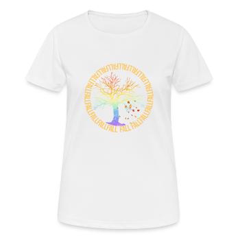 Saison d’automne Feuille d’équinoxe d’automne - T-shirt respirant Femme - blanc - Devant - AI Model Female 172 dark (172cm)