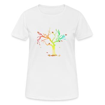 Saison d’automne Feuille d’équinoxe d’automne - T-shirt respirant Femme - blanc - Devant - AI Model Female 172 dark (172cm)