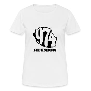 REUNION 974 - La réunion lé la - T-shirt respirant Femme - blanc - Devant - AI Model Female 172 dark (172cm)