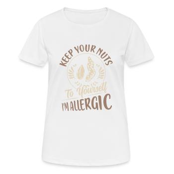 Garde tes noix pour toi Je suis allergique Allergie Aw - T-shirt respirant Femme - blanc - Devant - AI Model Female 172 dark (172cm)