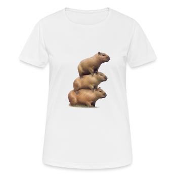Capybara chevauchent les uns sur les autres - T-shirt respirant Femme - blanc - Devant - AI Model Female 172 dark (172cm)