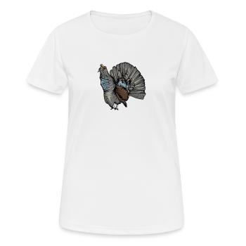 Auerhahn I Hühnervogel Auerhuhn Motiv für Jäger - Frauen T-Shirt atmungsaktiv - Weiß - Vorne - AI Model Female 172 dark (172cm)