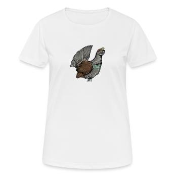 Auerhahn I Hühnervogel Auerhuhn Motiv für Jäger - Frauen T-Shirt atmungsaktiv - Weiß - Vorne - AI Model Female 172 dark (172cm)