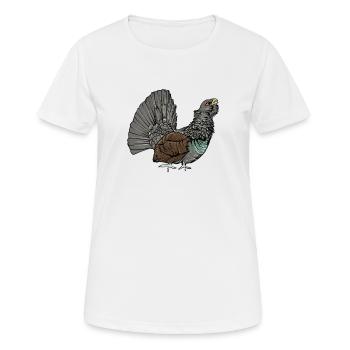 Auerhahn I Hühnervogel Auerhuhn Motiv für Jäger - Frauen T-Shirt atmungsaktiv - Weiß - Vorne - AI Model Female 172 dark (172cm)