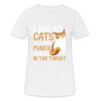 Katzen Design Umarme meine Katze Schlag Leute - Frauen T-Shirt atmungsaktiv - Weiß - Vorne - AI Model Female 172 dark (172cm)