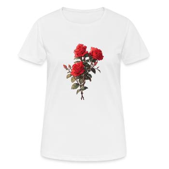 Cool Floral Rote Rosen Liebhaber Neuheit Blumen Humor - Frauen T-Shirt atmungsaktiv - Weiß - Vorne - AI Model Female 172 dark (172cm)