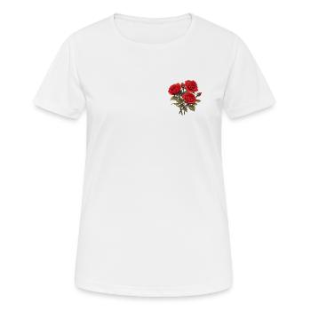3 Rote Rosen Lover Patch Neuheit Vintage Blumen - Frauen T-Shirt atmungsaktiv - Weiß - Vorne - AI Model Female 172 dark (172cm)