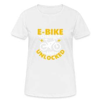 Vélo électrique chargé et déverrouillé Pedelec électrique - T-shirt respirant Femme - blanc - Devant - AI Model Female 172 dark (172cm)