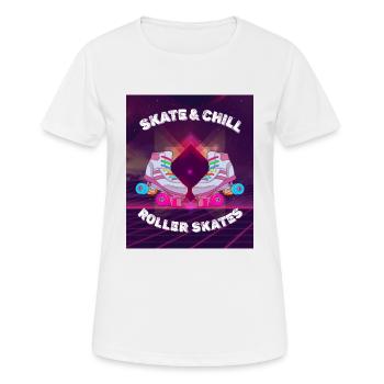 Skate & Chill. RollerSkates - Women's Breathable T-Shirt - white - Front - AI Model Female 172 dark (172cm)