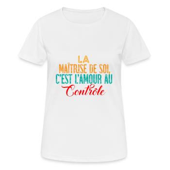 La maitrise de soi - T-shirt respirant Femme - blanc - Devant - AI Model Female 172 dark (172cm)