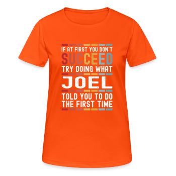 Joel Nom Personnalisé Drôle Anniversaire Noël - T-shirt respirant Femme - orange néon - Devant - AI Model Female 172 dark (172cm)