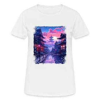 Takayama Village Vaporwave Japan Japanische Alpen - Frauen T-Shirt atmungsaktiv - Weiß - Vorne - AI Model Female 172 dark (172cm)