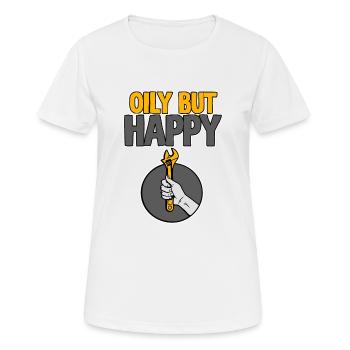 Oily But Happy 2 - Frauen T-Shirt atmungsaktiv - Weiß - Vorne - AI Model Female 172 dark (172cm)