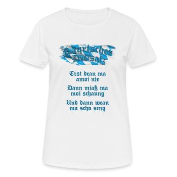 Bayrischer Dreisatz BOARISCHER DREISATZ - Frauen T-Shirt atmungsaktiv - Weiß - Vorne - AI Model Female 172 dark (172cm)
