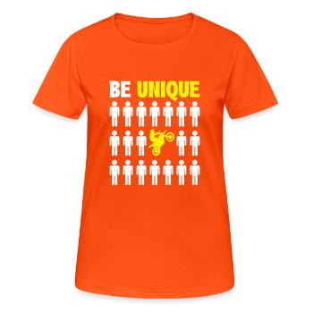 Motocross Rider, Be Unique, Dirt Bike Rider - Frauen T-Shirt atmungsaktiv - Neonorange - Vorne - AI Model Female 172 dark (172cm)