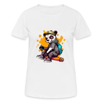 Panda rebelle - T-shirt respirant Femme - blanc - Devant - AI Model Female 172 dark (172cm)