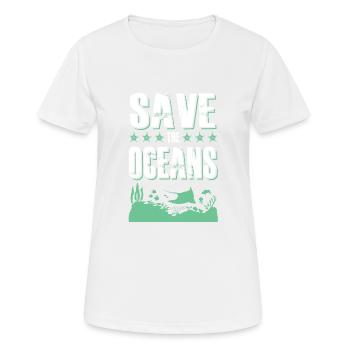 save the ocean - Frauen T-Shirt atmungsaktiv - Weiß - Vorne - AI Model Female 172 dark (172cm)