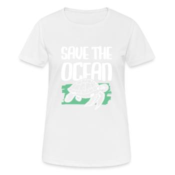 save the ocean schildkröte - Frauen T-Shirt atmungsaktiv - Weiß - Vorne - AI Model Female 172 dark (172cm)