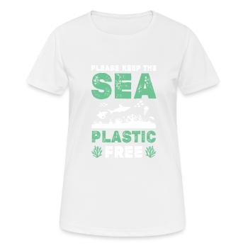 plastik save the ocean - Frauen T-Shirt atmungsaktiv - Weiß - Vorne - AI Model Female 172 dark (172cm)