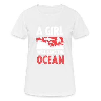 Save the Ocean Girl - Women's Breathable T-Shirt - white - Front - AI Model Female 172 dark (172cm)