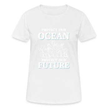 save the ocean - Frauen T-Shirt atmungsaktiv - Weiß - Vorne - AI Model Female 172 dark (172cm)