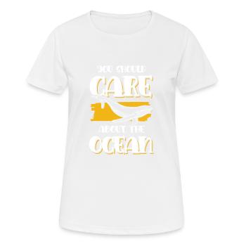 Sauver l’océan Dicton - T-shirt respirant Femme - blanc - Devant - AI Model Female 172 dark (172cm)
