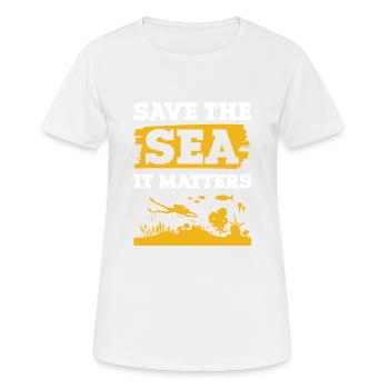 save the ocean spruch - Frauen T-Shirt atmungsaktiv - Weiß - Vorne - AI Model Female 172 dark (172cm)