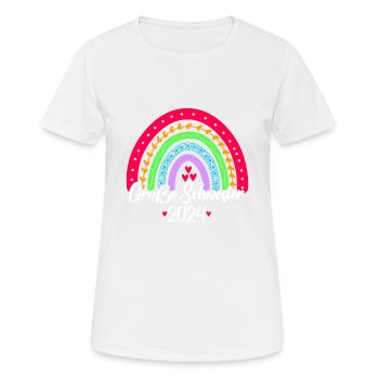 Große Schwester 2024 Boho Regenbogen Design - Frauen T-Shirt atmungsaktiv - Weiß - Vorne - AI Model Female 172 dark (172cm)