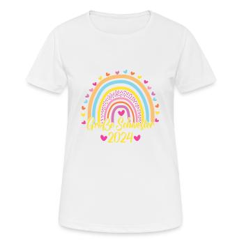 Große Schwester 2024 Boho Regenbogen Design - Frauen T-Shirt atmungsaktiv - Weiß - Vorne - AI Model Female 172 dark (172cm)