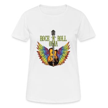 Drôle de design féminin avec guitare et dicton - T-shirt respirant Femme - blanc - Devant - AI Model Female 172 dark (172cm)