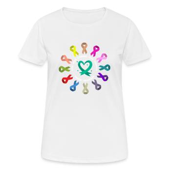 Sensibilisation au cancer , Ruban Combattre le cancer , Rose - T-shirt respirant Femme - blanc - Devant - AI Model Female 172 dark (172cm)