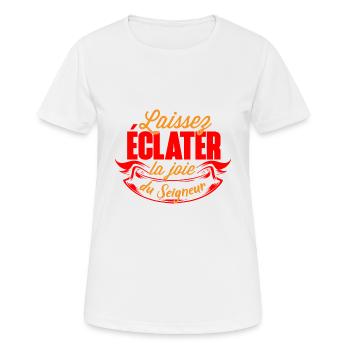 Laissez éclater la joie - T-shirt respirant Femme - blanc - Devant - AI Model Female 172 dark (172cm)