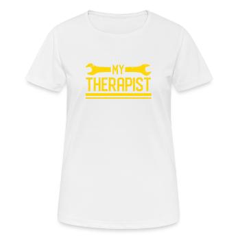 Mon thérapeute, mécanicien, réparateur, réparateur - T-shirt respirant Femme - blanc - Devant - AI Model Female 172 dark (172cm)
