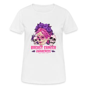 Sugar Skull Pink Ribbon Breast Cancer Awareness - Women's Breathable T-Shirt - white - Front - AI Model Female 172 dark (172cm)