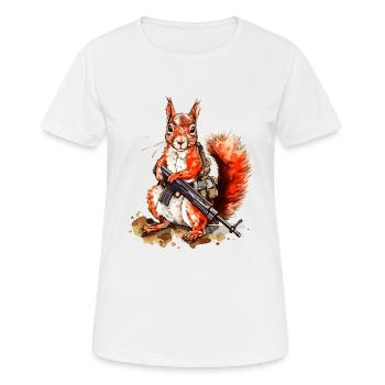 Eichhörnchen ist entschlossen und schwer bewaffnet - Frauen T-Shirt atmungsaktiv - Weiß - Vorne - AI Model Female 172 dark (172cm)