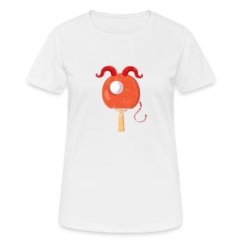 Ping Pong Devil Paddle Rote Hörner Lustige - Frauen T-Shirt atmungsaktiv - Weiß - Vorne - AI Model Female 172 dark (172cm)