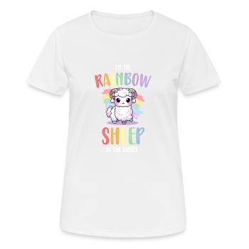 Rainbow Sheep LGBT Lesbian Gay Community Pride - T-shirt respirant Femme - blanc - Devant - AI Model Female 172 dark (172cm)