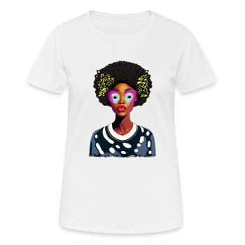 Afrikanische Dame mit Afro - Frauen T-Shirt atmungsaktiv - Weiß - Vorne - AI Model Female 172 dark (172cm)