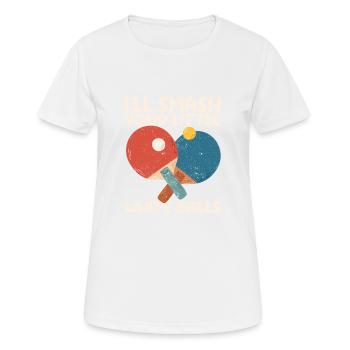 Ich zerschlage eure kleinen weißen Bälle Lustige - Frauen T-Shirt atmungsaktiv - Weiß - Vorne - AI Model Female 172 dark (172cm)