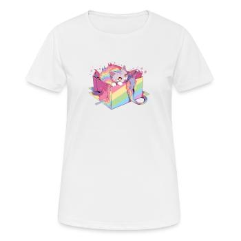 Cool Cat Lesbian Gay Pride LGBT Rainbow Community - T-shirt respirant Femme - blanc - Devant - AI Model Female 172 dark (172cm)