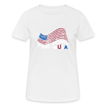 Ping Pong USA Tischtennis Amerikanische Flagge - Frauen T-Shirt atmungsaktiv - Weiß - Vorne - AI Model Female 172 dark (172cm)