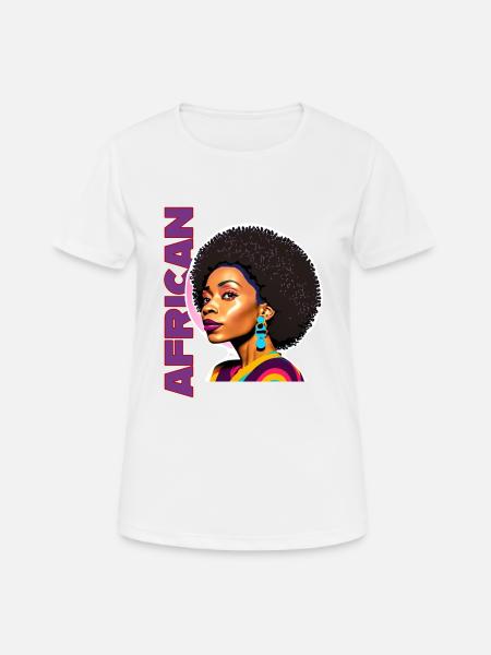 Black woman with American lettering - Women's Breathable T-Shirt - white