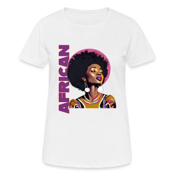 Black Woman mit Schriftzug African - Frauen T-Shirt atmungsaktiv - Weiß - Vorne - AI Model Female 172 dark (172cm)