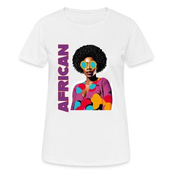 Black Woman mit Schriftzug African - Frauen T-Shirt atmungsaktiv - Weiß - Vorne - AI Model Female 172 dark (172cm)