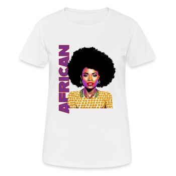 Femme noire 12 avec lettrage africain - T-shirt respirant Femme - blanc - Devant - AI Model Female 172 dark (172cm)