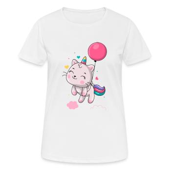 Licorne flottant avec ballon - T-shirt respirant Femme - blanc - Devant - AI Model Female 172 dark (172cm)