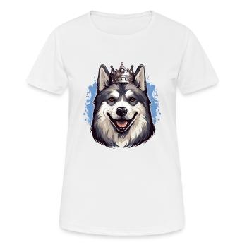 Cooler Hund Alaskan Malamute trägt Königskrone - Frauen T-Shirt atmungsaktiv - Weiß - Vorne - AI Model Female 172 dark (172cm)